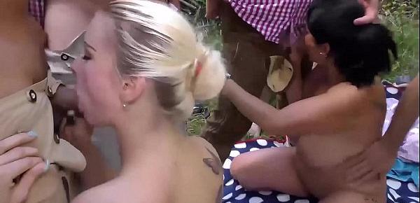  extreme german outdoor orgy with curvy girls